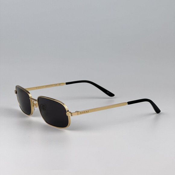 Gucci GG1457S 001 Sunglasses Gold Grey Rectangle Metal Unisex GG 1457S main image 4